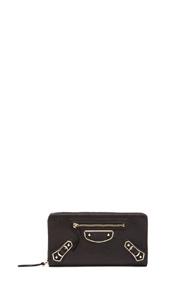 Balenciaga Classic Continental Metal Plaque Wallet In Black