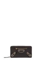 Balenciaga Classic Continental Metal Plaque Wallet In Black