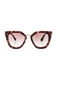 Prada Square Sunglasses In Animal Print,brown,pink