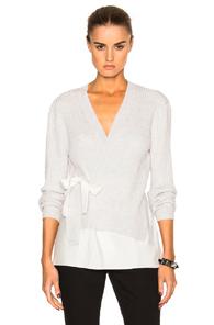 3.1 Phillip Lim Silk Combo Cardigan In White,gray