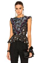 Erdem Metallic Floral Garland Quinn Top In Blue,metallics,floral