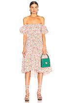 Caroline Constas Bardot Flounce Dress In Novelty,red,white