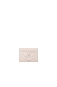 Saint Laurent Monogram Quilted Cardholder In Pink