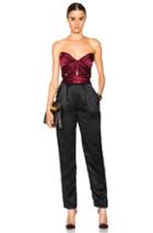 J. Mendel Knot Drape Charmeuse Jumpsuit In Red,black