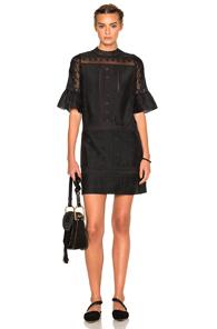 Ulla Johnson Elena Embroidered Cotton Silk Dress In Black
