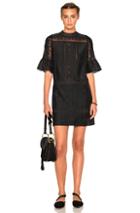 Ulla Johnson Elena Embroidered Cotton Silk Dress In Black