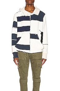 Greg Lauren Rugby Hi Tech Hoodie In Blue,neutral