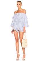 Nicholas Striped Tiered Romper In Blue,stripes,white