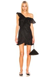 Self-portrait One Shoulder Frilled Dress In Black