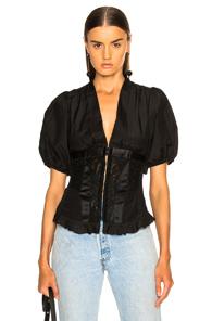 Icons Corset Top With Puff Sleeves Top In Black