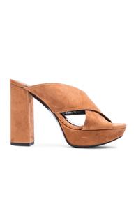 Elysewalker Los Angeles Marilyn Suede Mule Heels In Brown,neutrals