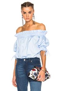 Alexander Mcqueen Off The Shoulder Blouse In Blue