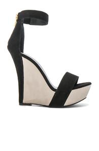 Balmain Suede Samara Platform Wedges In Black