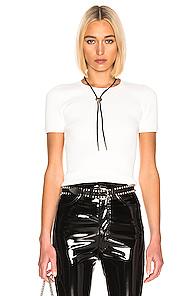 T By Alexander Wang Bodycon Short Sleeve Top In White