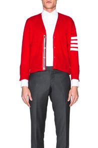 Thom Browne Classic Cashmere Cardigan In Red