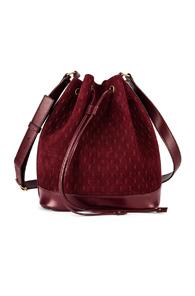 Saint Laurent Suede Monogramme Bucket Bag In Red