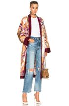 Fausto Puglisi Kimono Woven Coat In Floral,neutrals,pink,purple