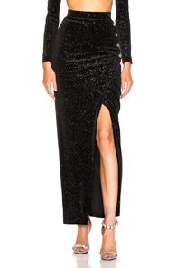 Balmain Star Speckled Midi Skirt In Black,stars