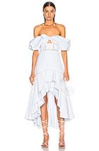 Jonathan Simkhai Seersucker Gingham Off The Shoulder Dress In Blue,plaid