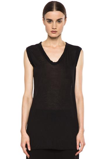 Rick Owens V Neck Sleeveless Tee In Black