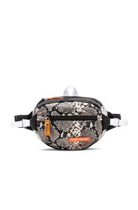 Heron Preston Padded Python Fanny Pack In Black,animal Print