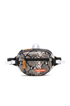 Heron Preston Padded Python Fanny Pack In Black,animal Print