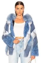 Yves Salomon Lamb, Fox & Mink Fur Toscana Jacket In Blue
