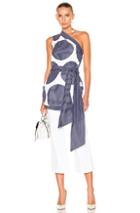 Stella Mccartney Stripe Shirting One Shoulder Top In Blue,stripes,white