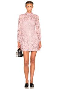 Valentino Lace Button Down Dress In Purple