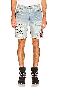 Amiri Art Patch Shorts In Vintage Indigo