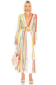 We Are Leone Contrast Maxi Cardigan In Green,pink,stripes