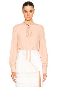 No. 21 Crepe De Chine Button Top In Neutrals