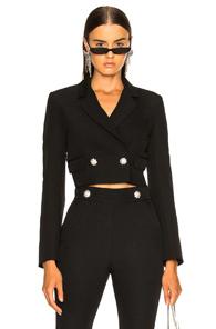 Msgm Cropped Cady Jacket In Black