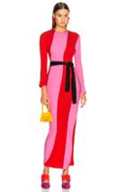 Attico Twisted Stripes Long Dress In Pink,red