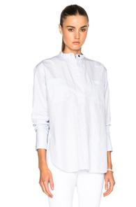 Helmut Lang Patch Pocket Poet Top In Blue,stripes