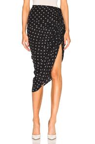 Veronica Beard Ari Ruched Skirt In Black,geometric Print