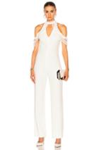 Jonathan Simkhai Lace Ruffle Cold Shoulder Jumpsuit In White