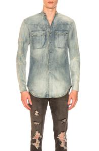 Balmain Placket Pocket Destroyed Shirt In Blue