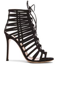 Gianvito Rossi Lace Up Suede Heels In Black