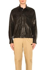 Neil Barrett Leather Blouson Shirt In Black