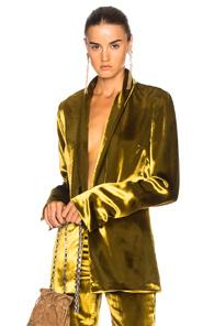 Galvan Panne Velvet Blazer In Yellow