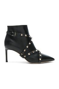 Valentino Studwrap Leather Booties In Black