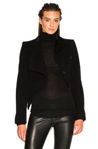 Ann Demeulemeester Contrast Lapel Drape Blazer In Black