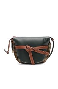 Loewe Gate Tweed Small Bag In Green,plaid