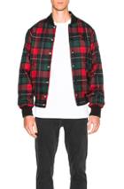 Opening Ceremony Plaid Varsity Jacket In Red,checkered & Plaid