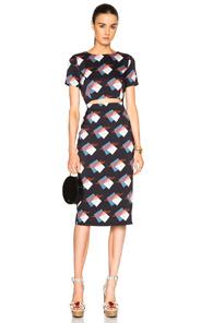 Suno Cut Out Dress In Geometric Print,black