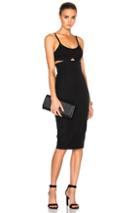 Victoria Beckham Wool Gabardine Rib Cut Out Fitted Dress In Black