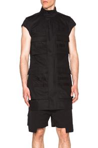Rick Owens Ribbed Parka Jacket In Black