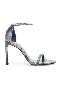 Stuart Weitzman Nudist Embossed Leather Heels In Animal Print,metallics,gray
