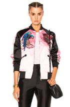Valentino Embroidered Bomber Jacket In Black,pink